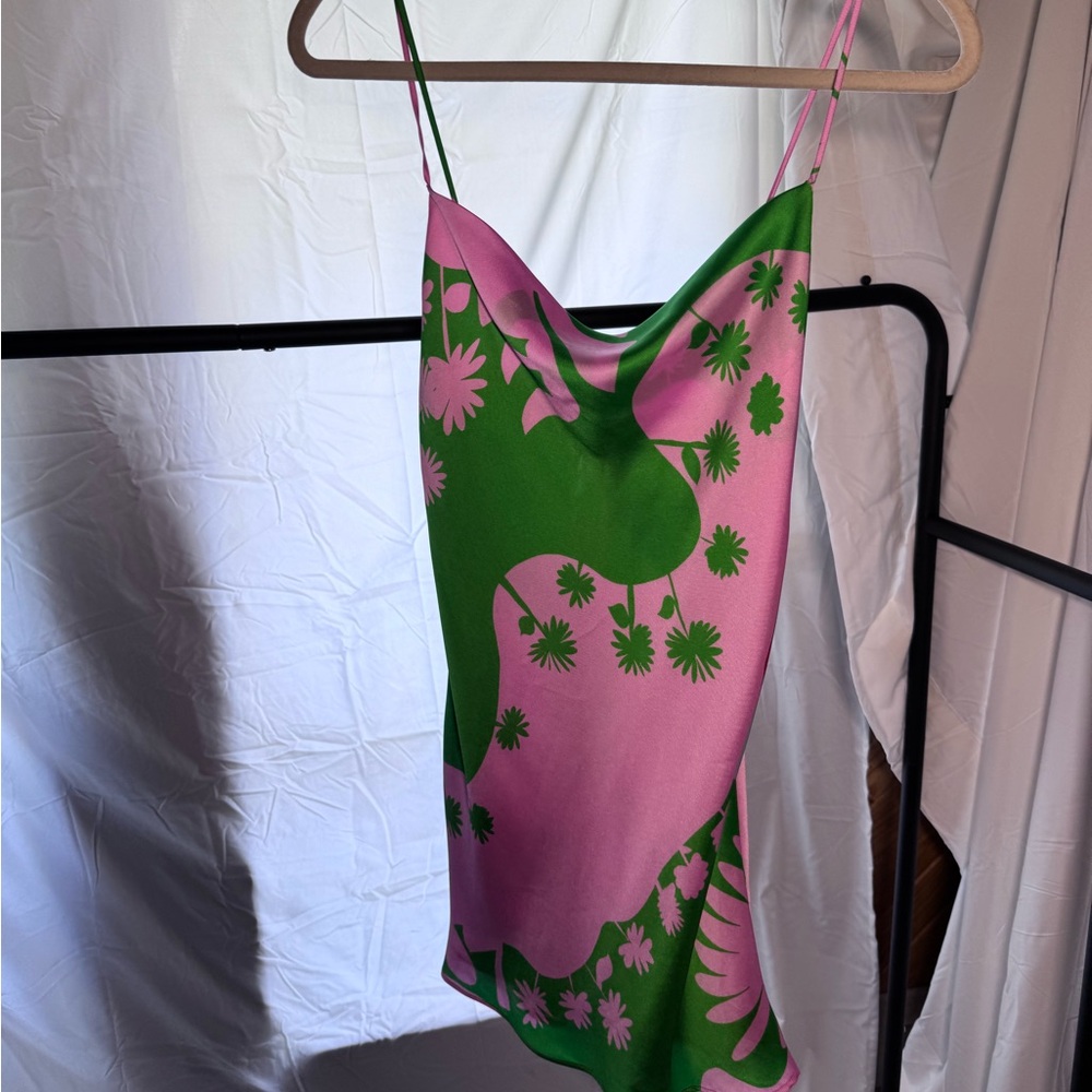 Zara Pink and Green Floral Dress
